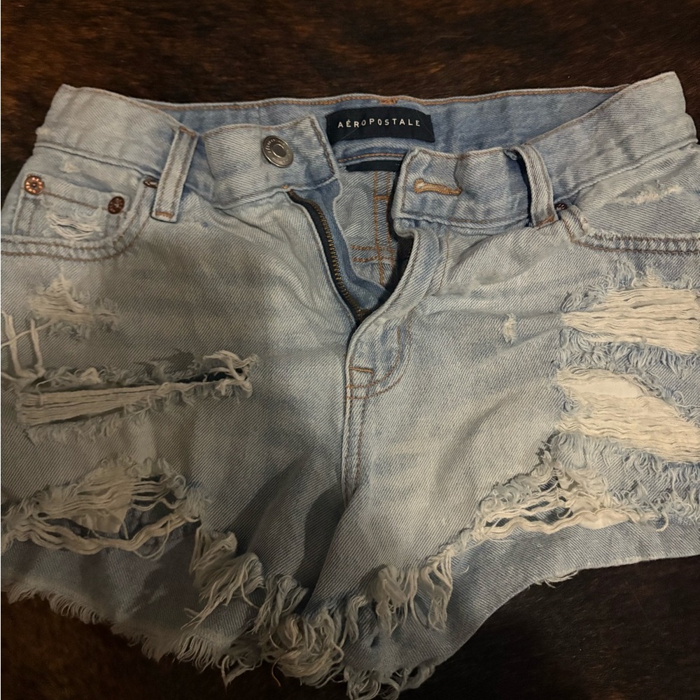 Aeropostale Light Blue Distressed Jean Shorts